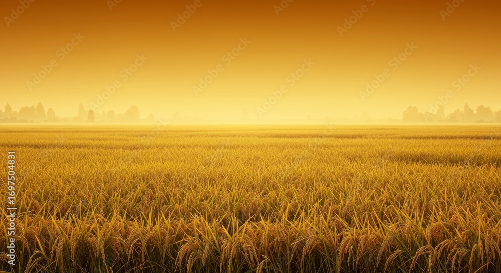 Obraz premium Asian Harvest Festival banner background, golden crops on rustic gradient