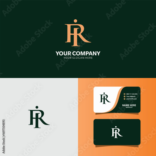 Modern logo RI design with business card mockups, ideal for branding and company identity visuals