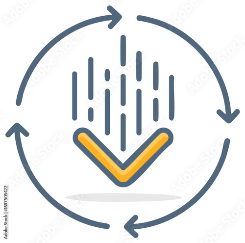 Falling Data with Circular Arrows indicating Feedback Loop Icon Illustration