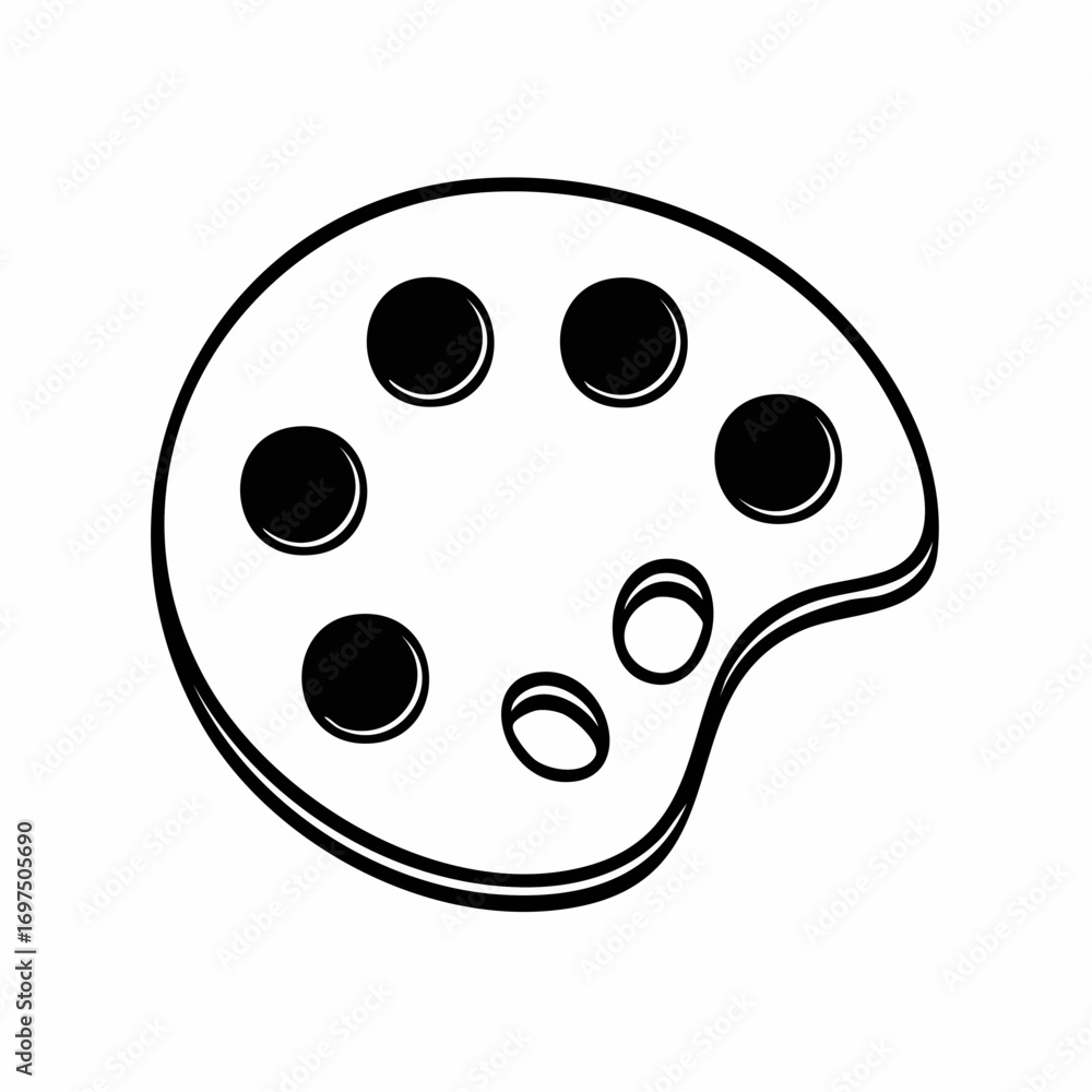 Fototapeta premium Black vector paintbrush silhouette, minimal line style