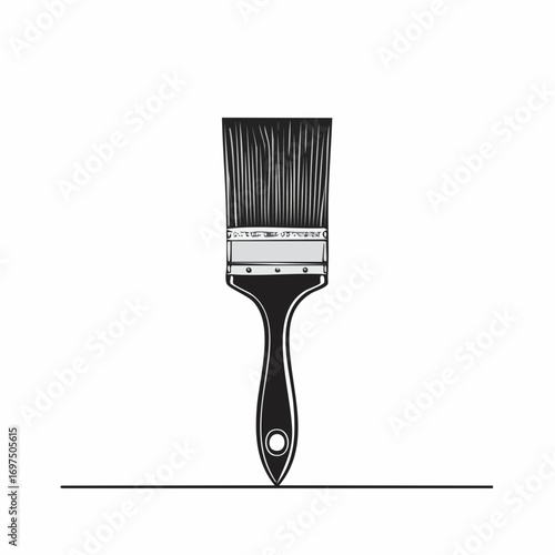Black vector paintbrush silhouette, minimal line style