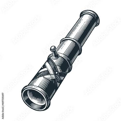 Ancient binoculars – Black and White Icon Vector and Illustration