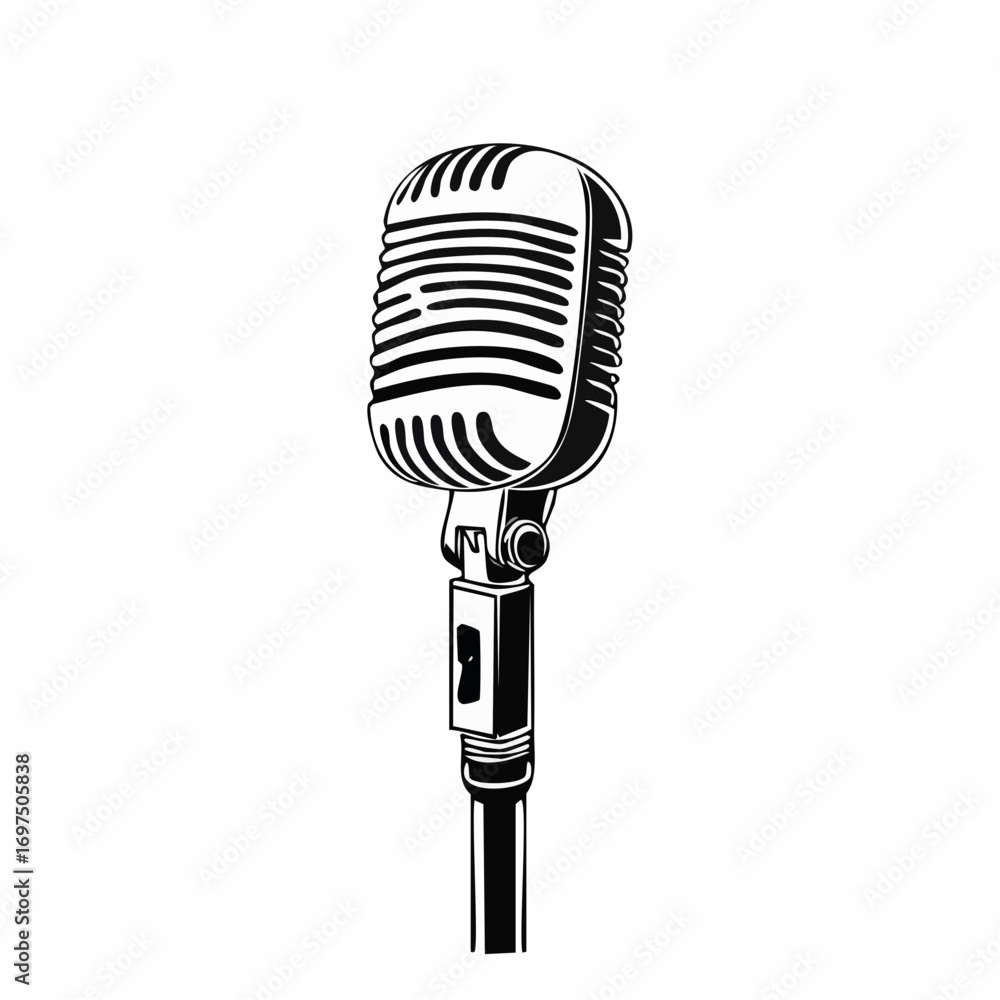 Fototapeta premium Minimal black microphone vector design