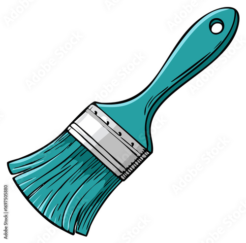 Teal Paintbrush Isolated Cartoon Illustration Art Tool Design Element