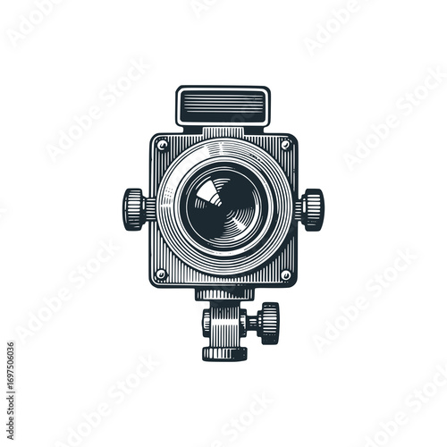 Vintage Viewfinder – Black and White Icon Vector and Illustration