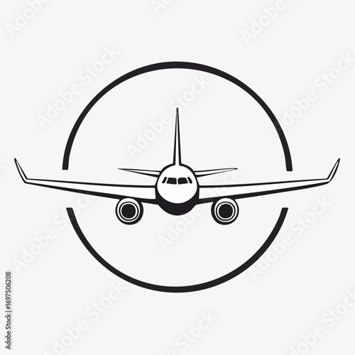 Minimal airplane vector, simple silhouette
