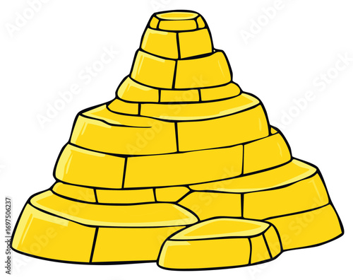 Gold Bars Stacked Pyramid Shape Illustration