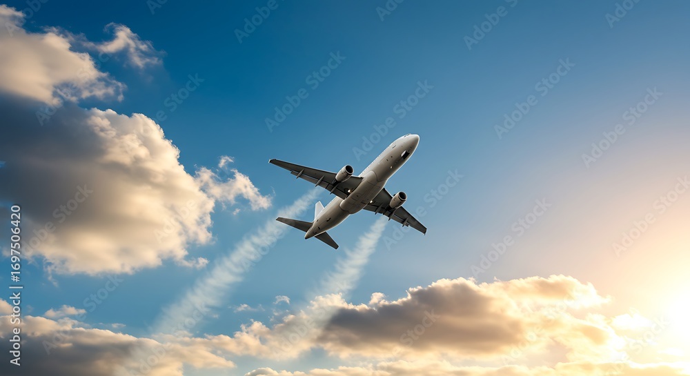 Obraz premium Airplane flight sky clouds