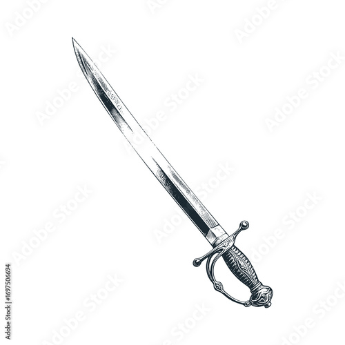 Sabre – Black and White Icon Vector and Illustration