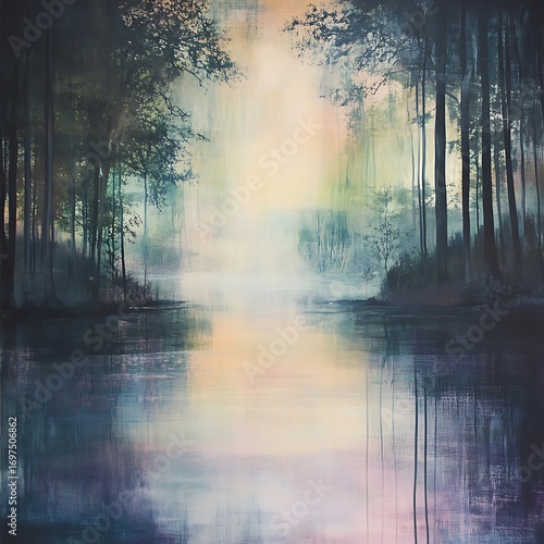 Wallpaper Mural Beautiful woodland scene with lake reflections high resolution picture Torontodigital.ca