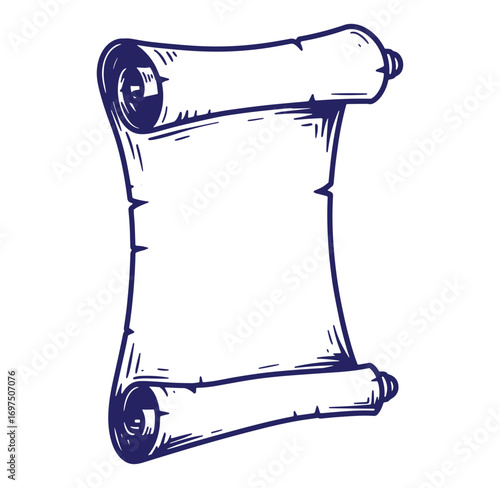 Hand drawn illustration of a parchment scroll perfect for announcements and historical themes