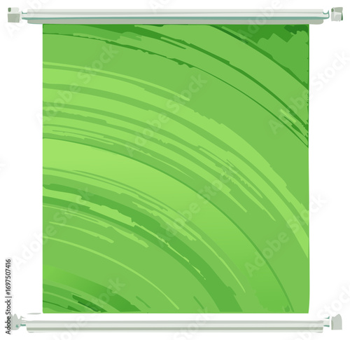 Lime Green Abstract Patterned Backdrop on Roller Shade Display with Swirling Brush Strokes
