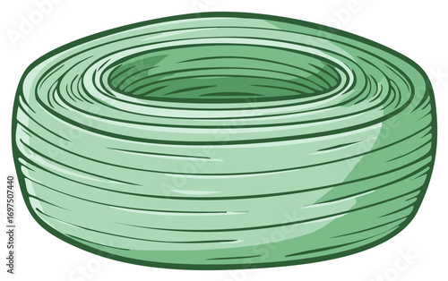 Cartoon illustration of a green spool of garden twine or craft string