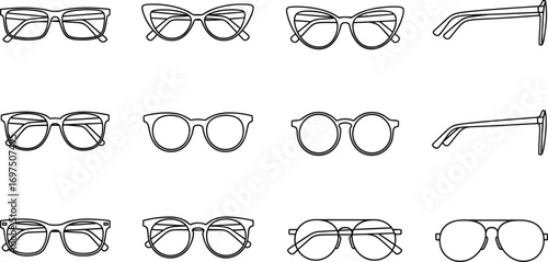 Eyeglass and Sunglass Frame Collection Featuring 12 Unique Styles for Fashion and Accessory Design