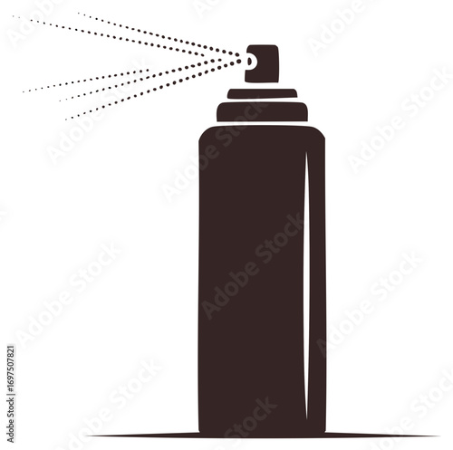 Aerosol spray can icon dispensing fine mist or liquid in a simple graphic illustration