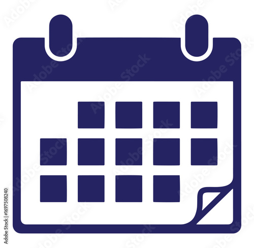 Simple blue calendar icon depicting time management schedules and events planning