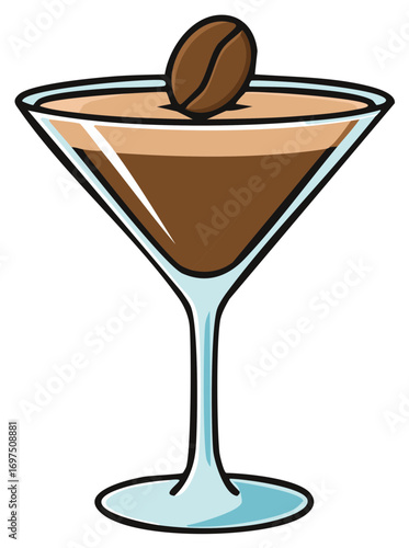 Espresso Martini Illustration with a Coffee Bean Garnish