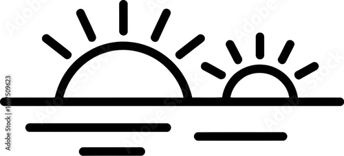Two suns rising over a calm horizon, symbolizing new beginnings and hope