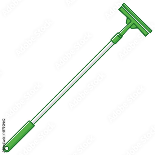 Green Squeegee with Telescopic Pole for Window Cleaning and Surface Wiping Equipment Tool
