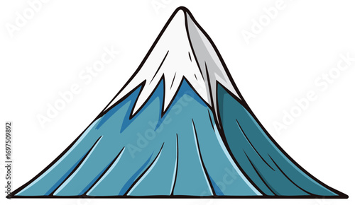 Isolated mountain with snow cap illustration, serene landscape, vector design, perfect for travel, tourism, or adventure themes