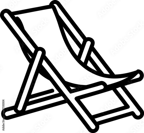 Simple line drawing of a foldable beach chair on a plain background