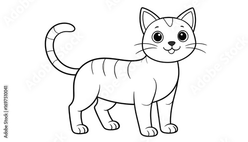 Simple black and white cartoon cat