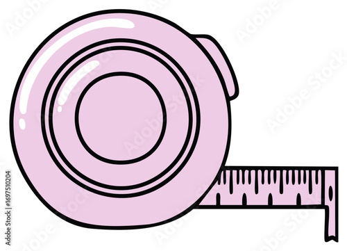 Pink Measuring Tape Cartoon Style Icon Illustration for Crafting Projects
