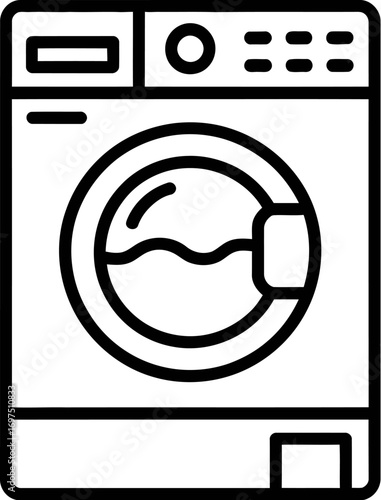 Modern front load washing machine, clean and efficient appliance for laundry.