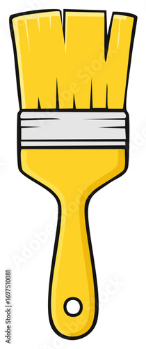 Yellow Paintbrush with Black Outline for Creative Projects