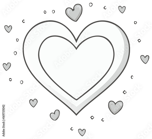 Heart-shaped design with small heart accents, a symbol of love and romance.