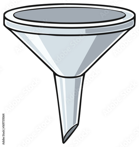 Illustration of Metal Kitchen Funnel for Transferring Liquids and Powders