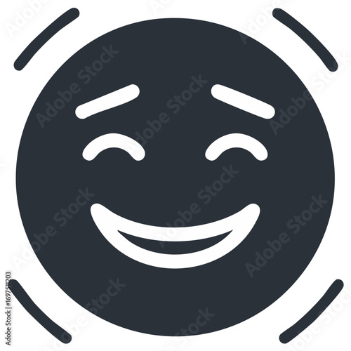 Joyful emoji face with closed eyes and wide open mouth conveying delight and laughter