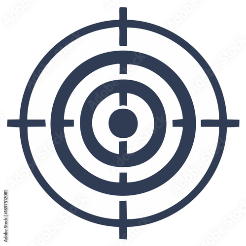 Dark blue target icon with crosshairs and bullseye for aiming and precision