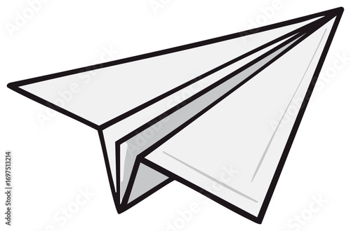 Classic folded paper airplane vector graphic icon for travel and messages