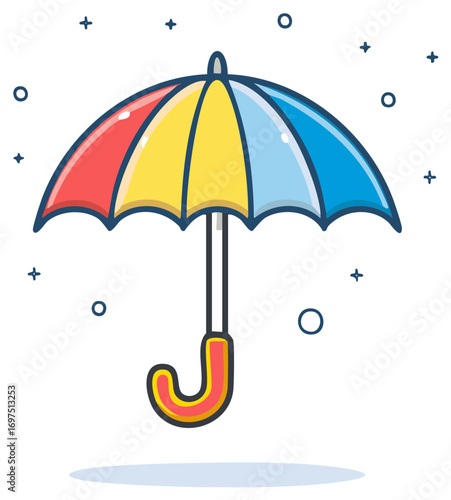 Colorful umbrella cartoon illustration. Rain protection, weather concept, isolated on white.