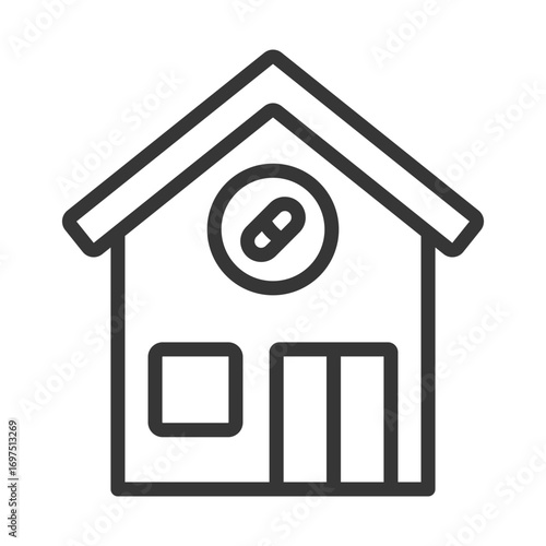 
single outline icon with house and capsule design