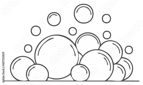 Illustration of bubbles in a playful and bubbly soap foam.