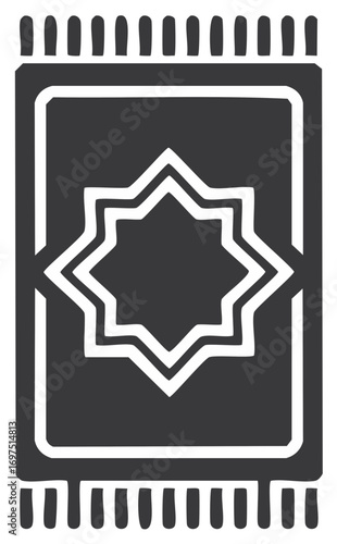 Prayer Rug Mat with Geometric Star Design for Muslim Prayer Room