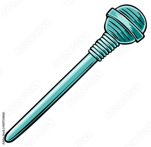 Enchanted teal scepter magical fantasy staff illustration elegant design element