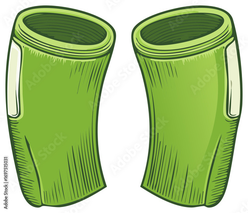 Vibrant green leek stalks cartoon illustration fresh healthy organic food ingredient