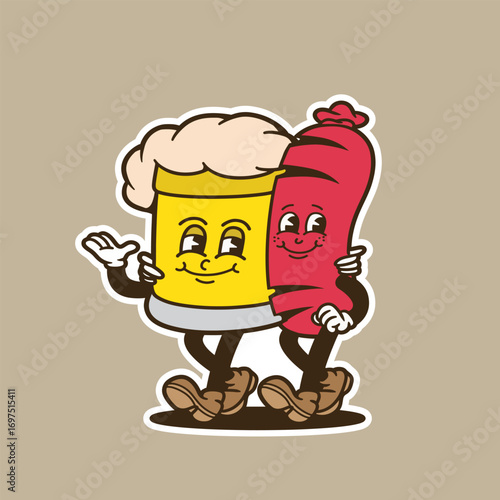 mascot character beer and hotdog with color good for brand mascot, food mascot, restaurant mascot, etc