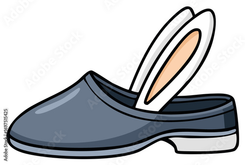 Bunny Ears Sticking Out of Shoe Cartoon Illustration Funny Vector