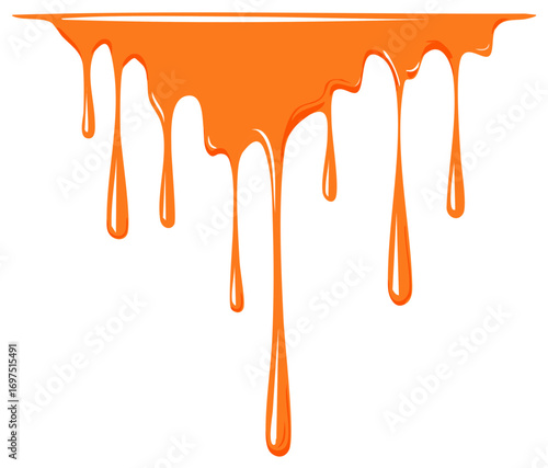 Vibrant orange liquid dripping fluid abstract graphic art illustration