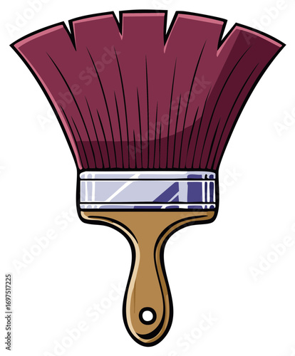 Cartoon illustration of a paint brush isolated on white. Painting or decoration concept.