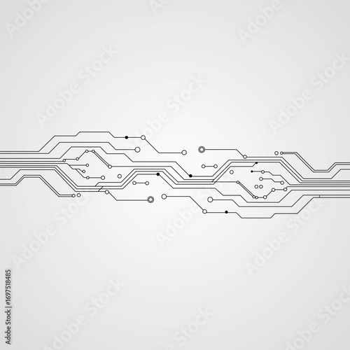 Abstract Circuit Board Design on Light Gray Background Vector Illustration for Technological Projects and Digital Concepts