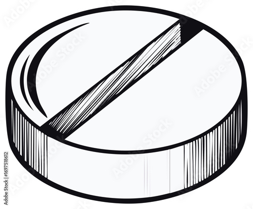 Isolated Tablet Round Shape Medicine Illustration Health Care Concept