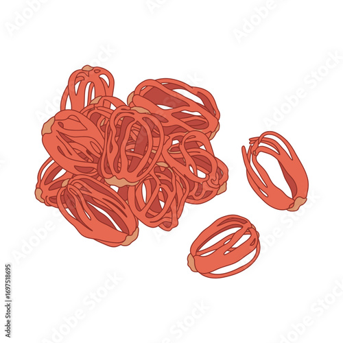 Aromatic Pile of Dried Mace Spices, Reddish-Orange Hue.