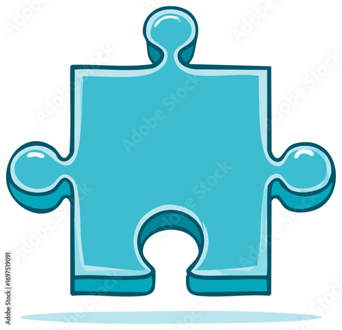 Cartoon illustration of a blue puzzle piece with a shadow, symbolizing problem-solving.