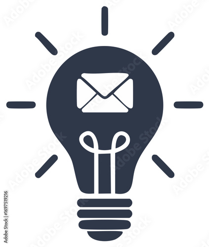Lightbulb icon with envelope inside, symbolizing email marketing, communication ideas and creative newsletter concepts.