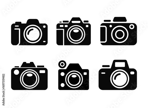 Set of vintage and modern camera icons isolated on white background. vector illustration.